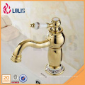 European deck mount single lever basin bathroom solid gold faucet